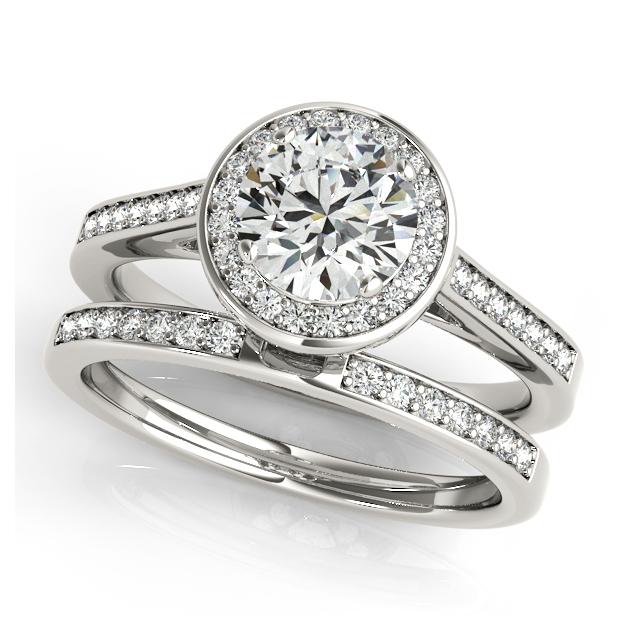 Certified 1.25 CTW Diamond Engagement Ring SET 18K White Gold (1 of 2)