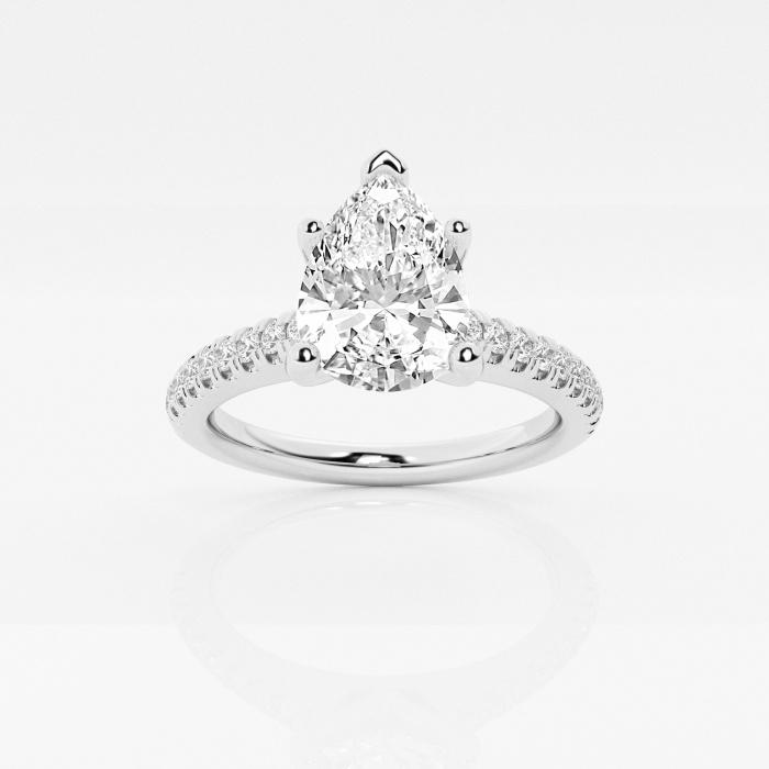 Certified 2 1/4 ctw Pear Diamond Engagement Ring with V-Prong Side Accents Platinum (1 of 2)