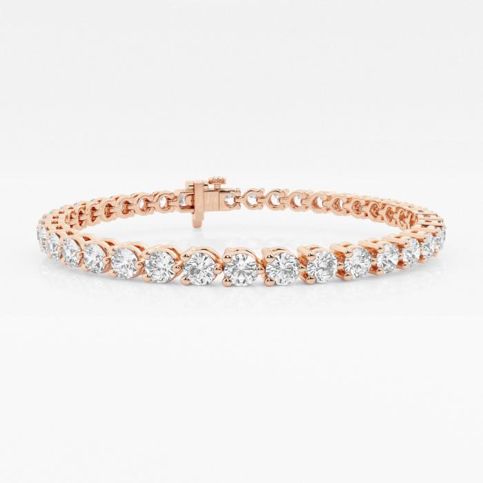 Certified 7 ctw Round Diamond Three Prong Tennis Bracelet 14K Rose Gold (1 of 2)