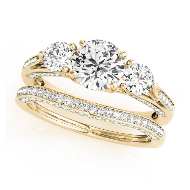 Certified 2.45 CTW Diamond Engagement Ring SET 18K Yellow Gold (1 of 2)