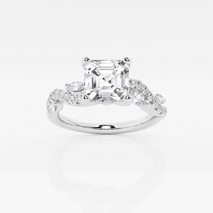 Certified 1 1/8 ctw Asscher Diamond Marquise Vine Engagement Ring Platinum (1 of 2)