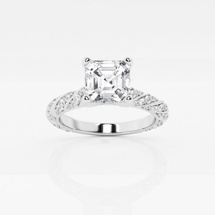 Certified 2 ctw Asscher Diamond Ribbon Engagement Ring 14K White Gold (1 of 2)