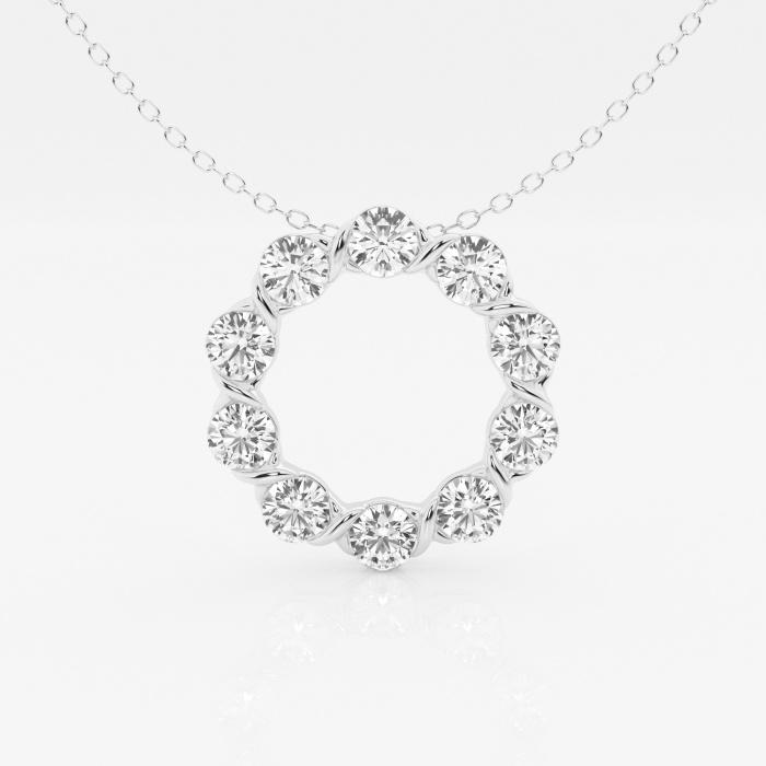 Certified 2 ctw Round Diamond Circle Fashion Pendant with Adjustable Chain 14K White Gold (1 of 4)