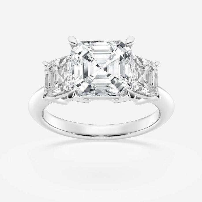 Certified 5 ctw Asscher Diamond Three Stone Engagement Ring Platinum (1 of 2)