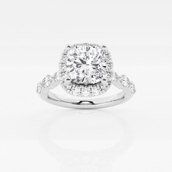 Certified 2 1/4 ctw Cushion Diamond Floating Marquise Halo Engagement Ring 14K White Gold (1 of 2)