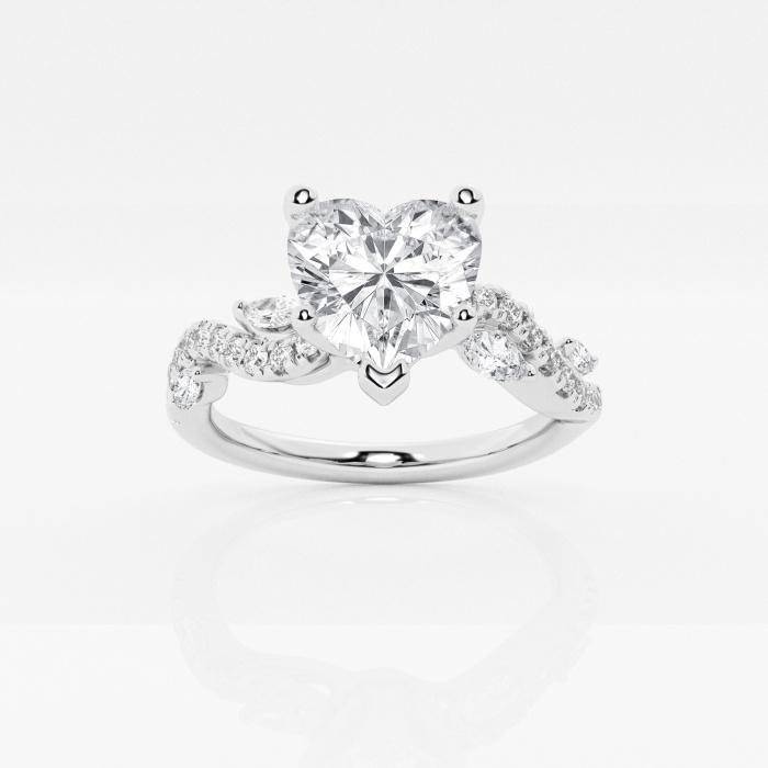 Certified 1 1/8 ctw Heart Diamond Marquise Vine Engagement Ring Platinum (1 of 2)