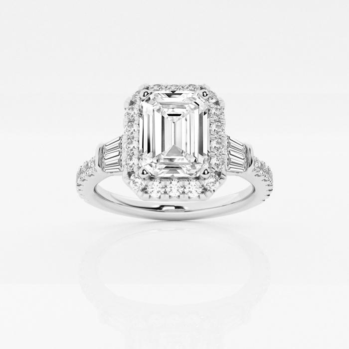 Certified 1 2/3 ctw Emerald Diamond Double Baguette Halo Engagement Ring Platinum (1 of 2)