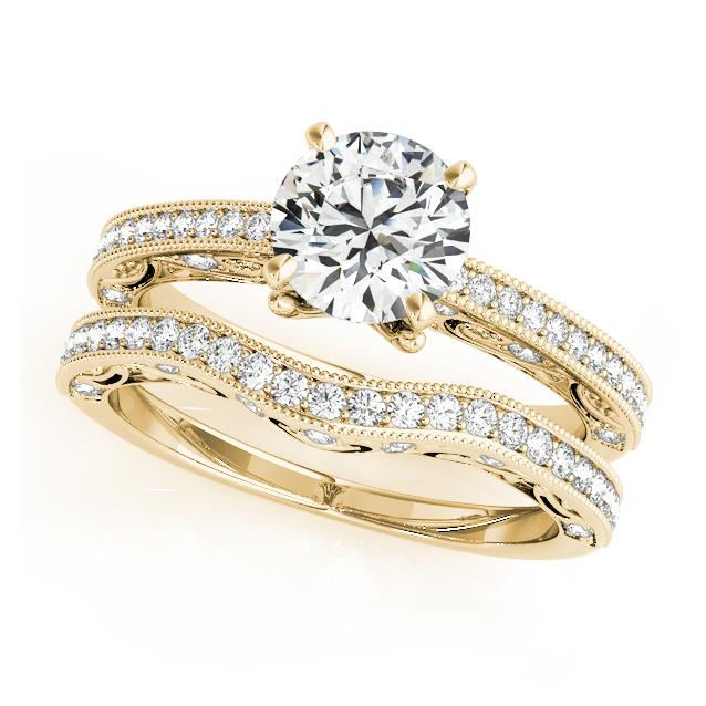 Certified 2.2 CTW Diamond Engagement Ring SET 18K Yellow Gold (1 of 2)