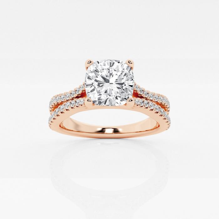 Certified 2 1/3 ctw Cushion Diamond Wave Engagement Ring 14K Rose Gold (1 of 2)