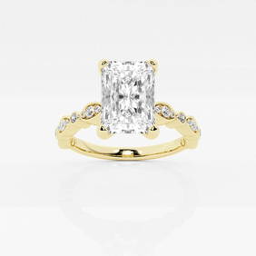 Certified 1 3/4 ctw Radiant Diamond Engagement Ring with Marquise Shape Side Accents 14K Yellow Gold (1 of 2)