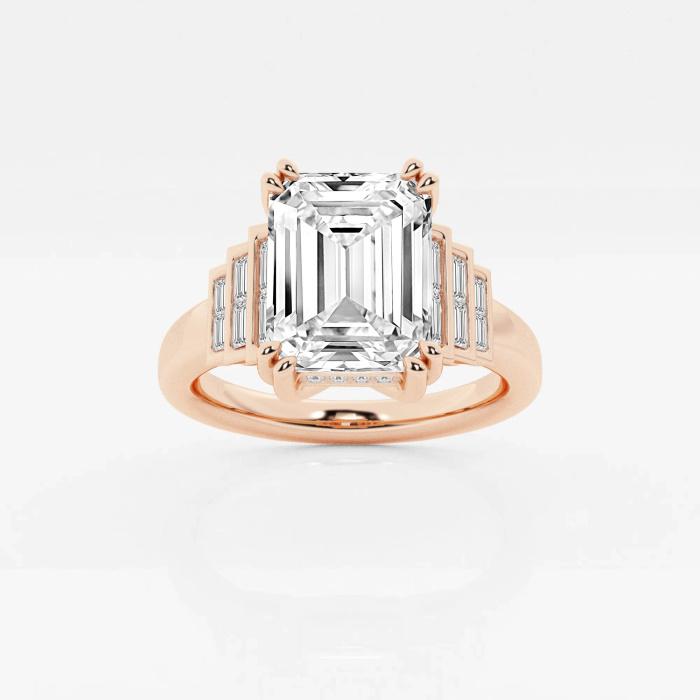 Certified 3 3/8 ctw Emerald Diamond Double Prong Engagement Ring 18K Rose Gold (1 of 2)