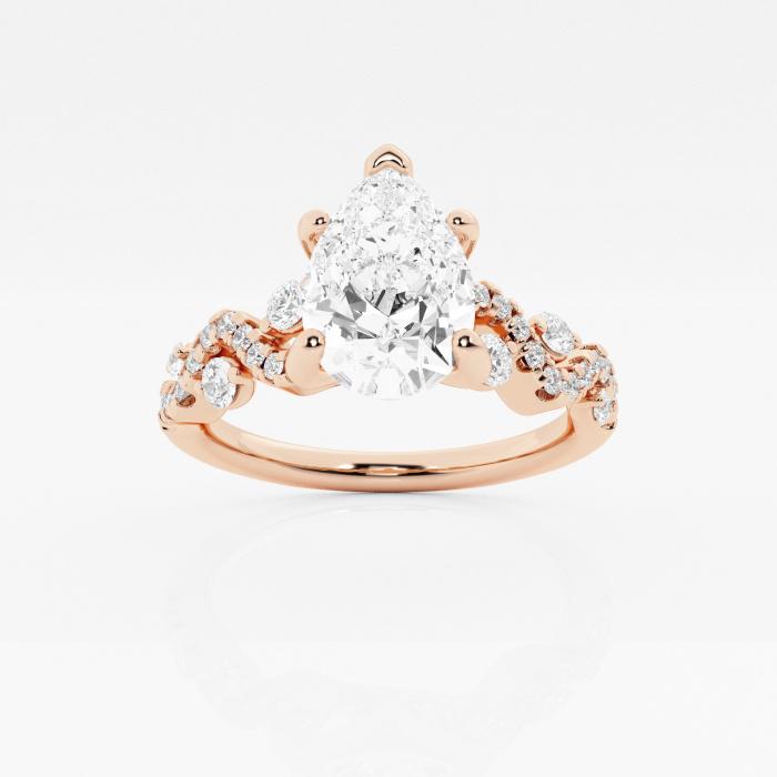 Certified 2 3/8 ctw Pear Diamond Intertwined Engagement Ring 14K Rose Gold (1 of 2)