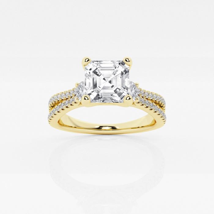 Certified 2 1/4 ctw Asscher Diamond Engagement Ring with Oval Side Accents 14K Yellow Gold (1 of 2)