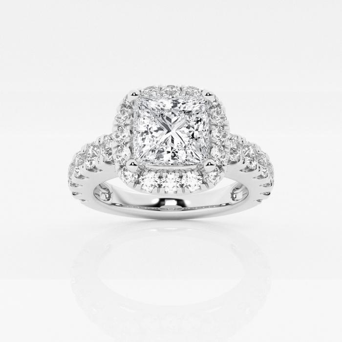 Certified 2 1/5 ctw Princess Diamond Split Prong Halo Engagement Ring 14K White Gold (1 of 2)