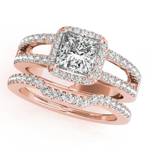 Certified 1.55 CTW Diamond Engagement Ring SET 18K Rose Gold (1 of 2)