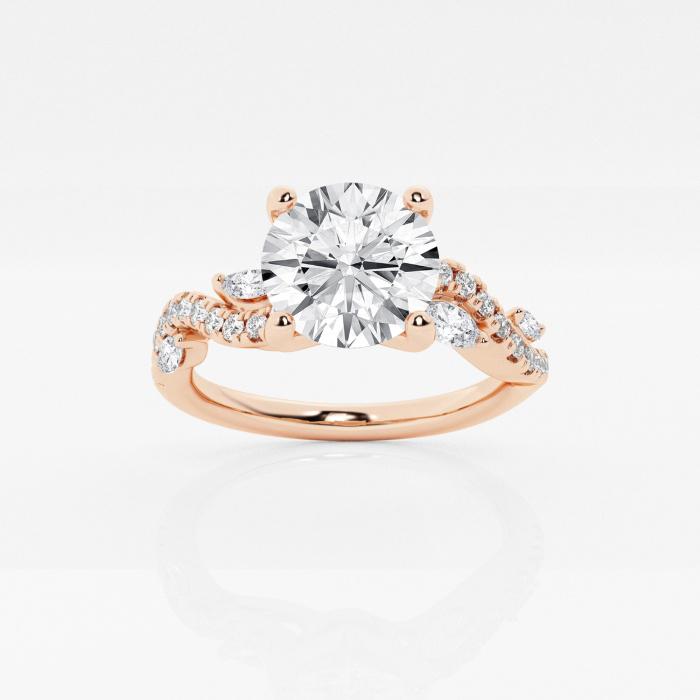 Certified 2 3/8 ctw Round Diamond Marquise Vine Engagement Ring 14K Rose Gold (1 of 2)