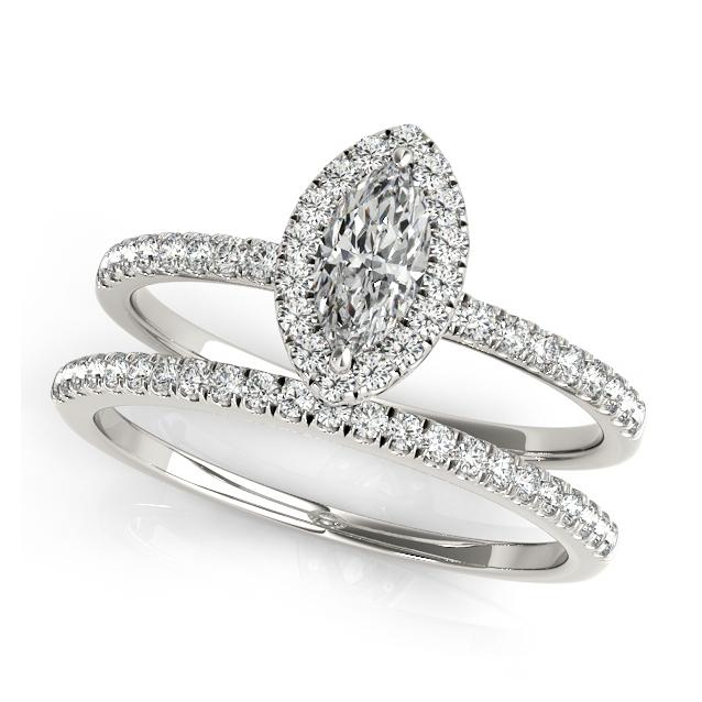 Certified 1.9 CTW Diamond Engagement Ring SET 18K White Gold (1 of 2)