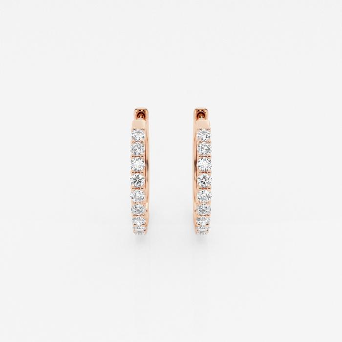 Certified 1/2 ctw Round Diamond Shared Prong Hoop Earrings 14K Rose Gold (1 of 3)