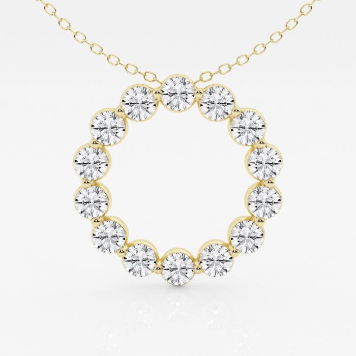 Certified 2 ctw Round Diamond Circle Fashion Pendant with Adjustable Chain 14K Yellow Gold (1 of 3)