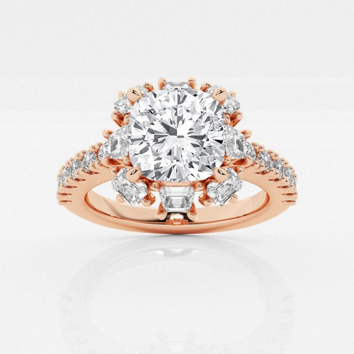 Certified 3 7/8 ctw Cushion Diamond Engagement Ring 18K Rose Gold (1 of 2)
