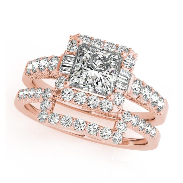 Certified 2.5 CTW Diamond Engagement Ring SET 18K Rose Gold (1 of 2)