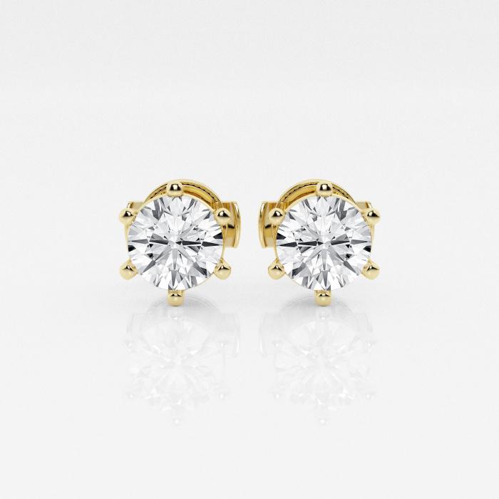 Certified 1 1/2 ctw Round G-H Diamond 6-Prong Solitaire Stud Earrings 14K Yellow Gold (1 of 3)