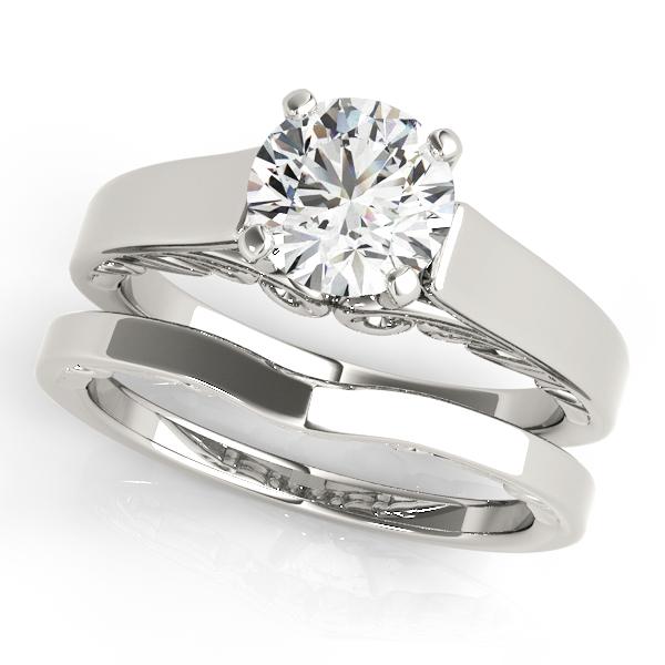 Certified 1 CTW Diamond Engagement Ring SET 18K White Gold (1 of 2)