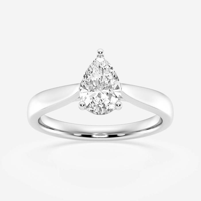 Certified 1 ctw Pear Diamond Trellis Solitaire Engagement Ring 14K White Gold (1 of 2)