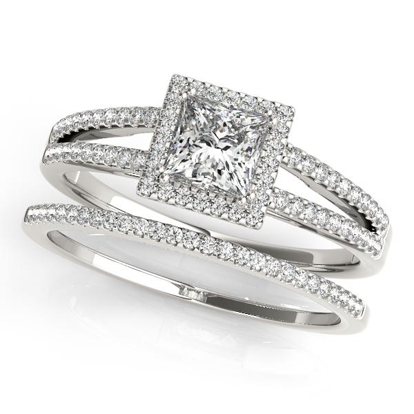 Certified 1.2 CTW Diamond Engagement Ring SET 18K White Gold (1 of 2)