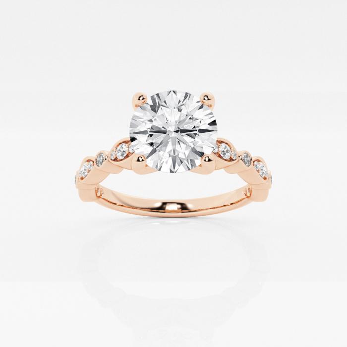 Certified 2 1/5 ctw Round Diamond Engagement Ring with Marquise Shape Side Accents 14K Rose Gold (1 of 2)
