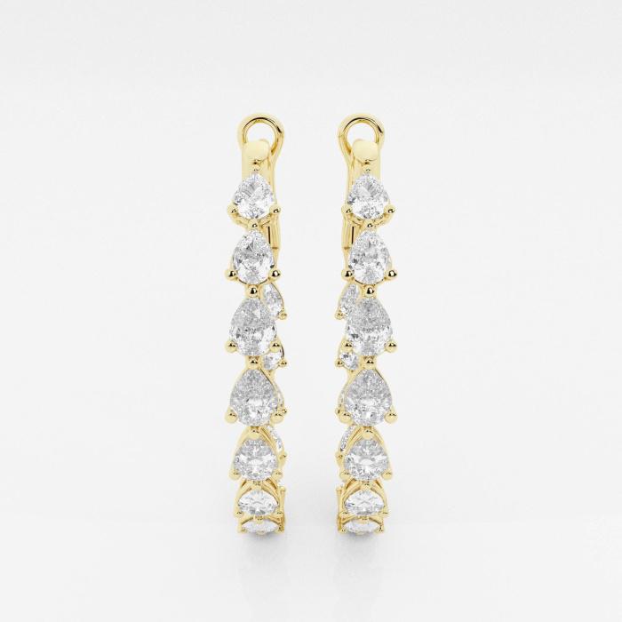 Certified 3 ctw Pear Diamond Inside Out Hoop Earrings 14K Yellow Gold (1 of 3)