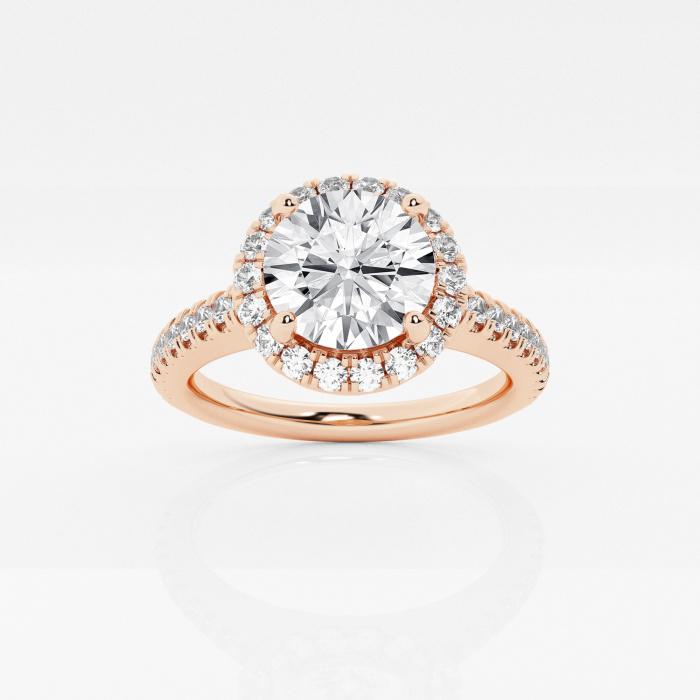 Certified 2 1/2 ctw Round Diamond V-Prong Halo Engagement Ring 14K Rose Gold (1 of 2)