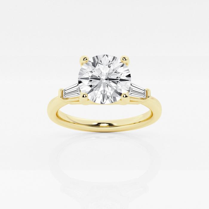 Certified 1 2/3 ctw Round Diamond Engagement Ring with Tapered Baguette Side Accents 14K Yellow Gold (1 of 2)