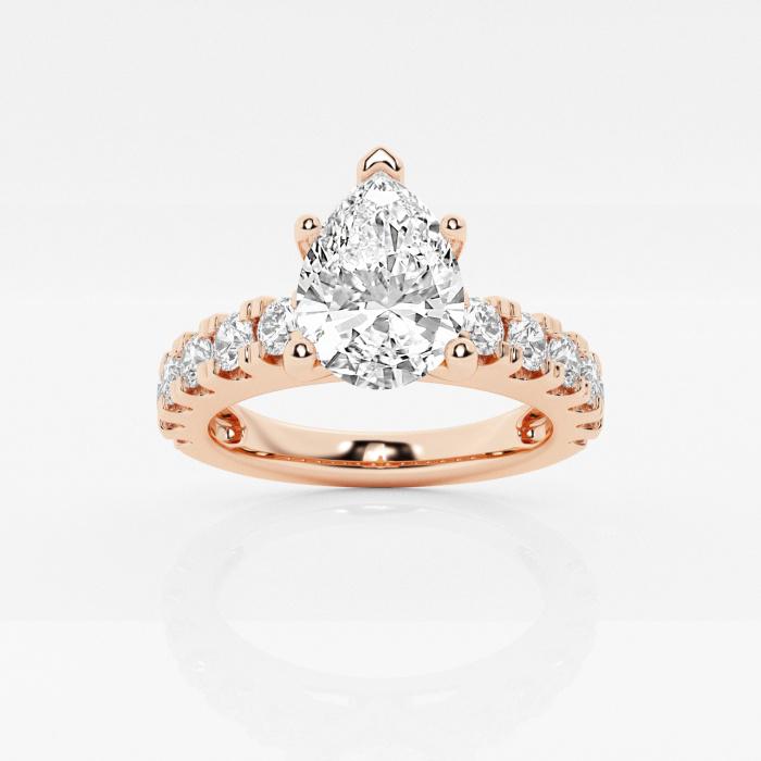 Certified 2 1/2 ctw Pear Diamond Engagement Ring with Split Prong Side Accents 14K Rose Gold (1 of 2)