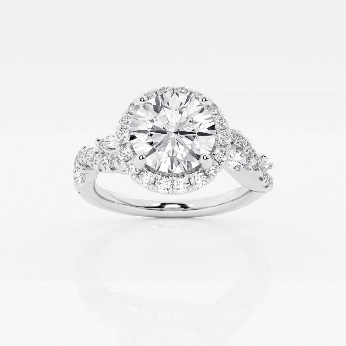 Certified 1 1/2 ctw Round Diamond Marquise Vine Halo Engagement Ring 14K White Gold (1 of 2)