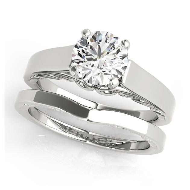 Certified 1.7 CTW Diamond Engagement Ring SET 18K White Gold (1 of 2)