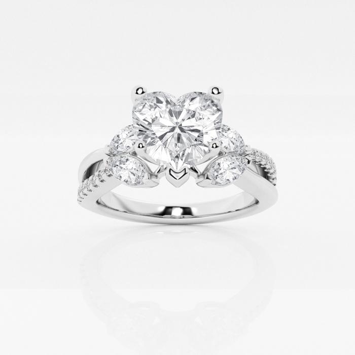 Certified 1 1/3 ctw Heart Diamond Flower Petal Engagement Ring Platinum (1 of 2)