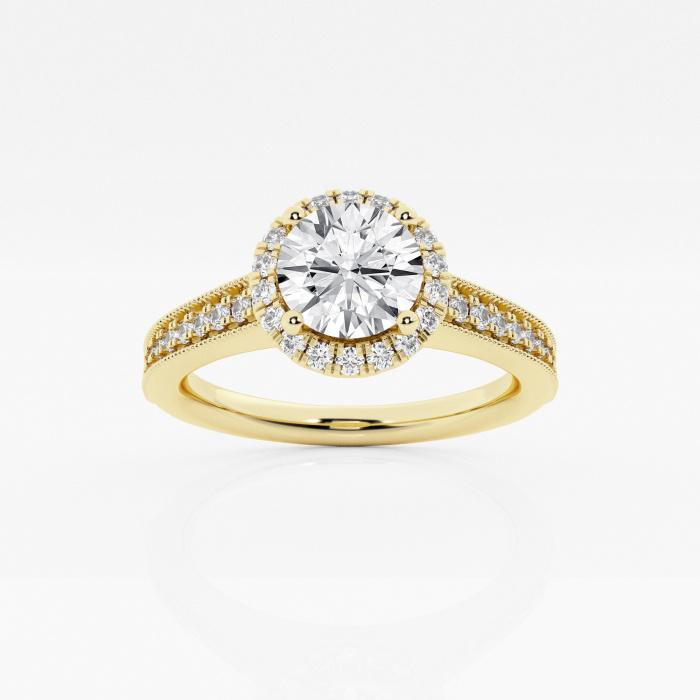 Certified 1 1/10 ctw Round Diamond Vintage Halo Engagement Ring 14K Yellow Gold (1 of 2)