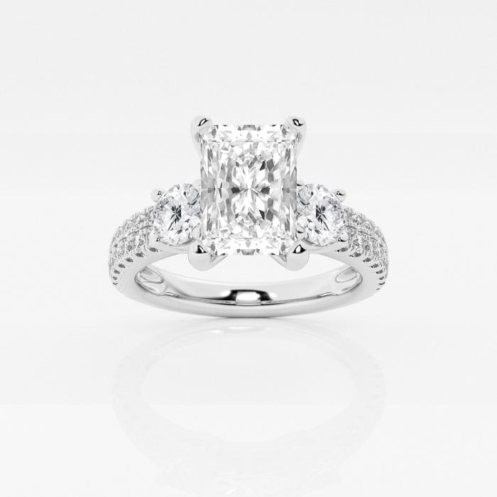 Certified 1 1/2 ctw Radiant Diamond Engagement Ring with Double Row Side Side Accents 14K White Gold (1 of 2)