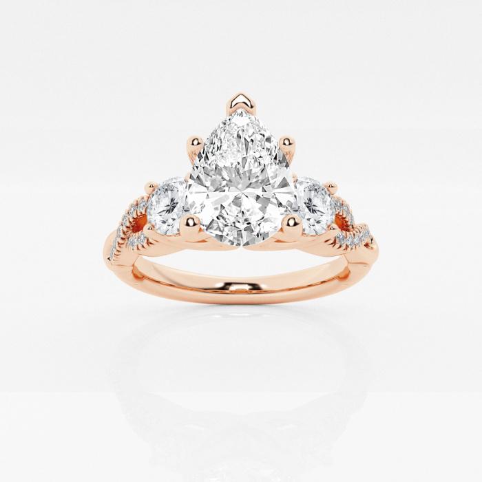 Certified 1 1/2 ctw Pear Diamond Swirl Engagement Ring 14K Rose Gold (1 of 2)