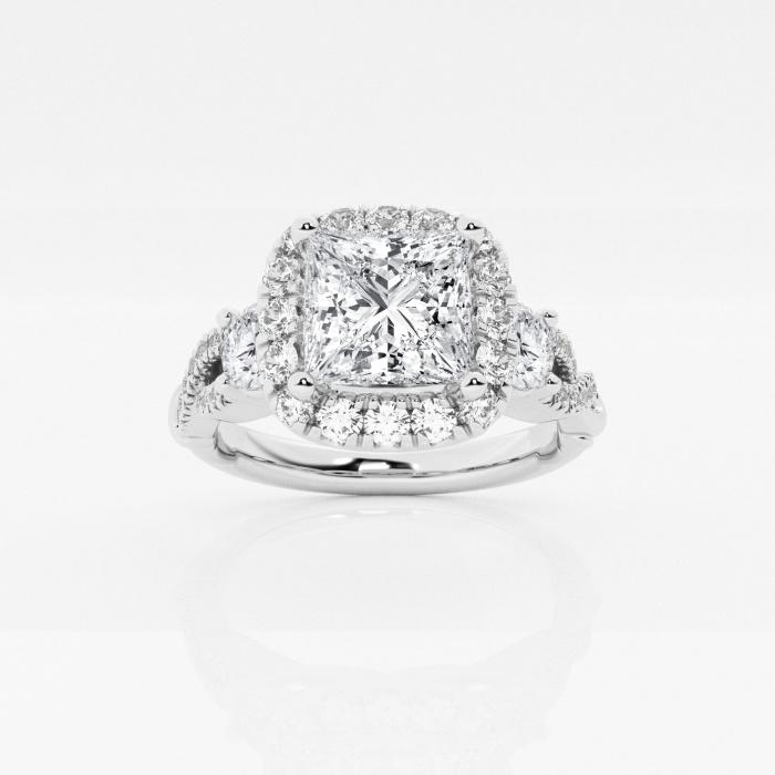 Certified 1 7/8 ctw Princess Diamond Swirl Halo Engagement Ring 14K White Gold (1 of 2)
