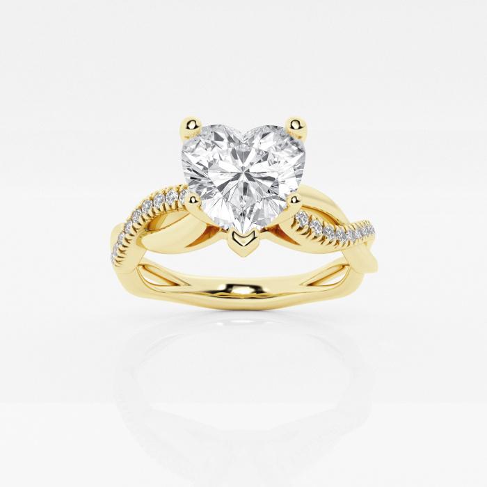 Certified 2 1/10 ctw Heart Diamond Intertwined Engagement Ring 14K Yellow Gold (1 of 2)