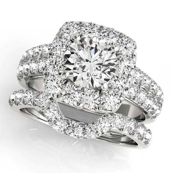 Certified 2 CTW Diamond Engagement Ring SET 18K White Gold (1 of 2)