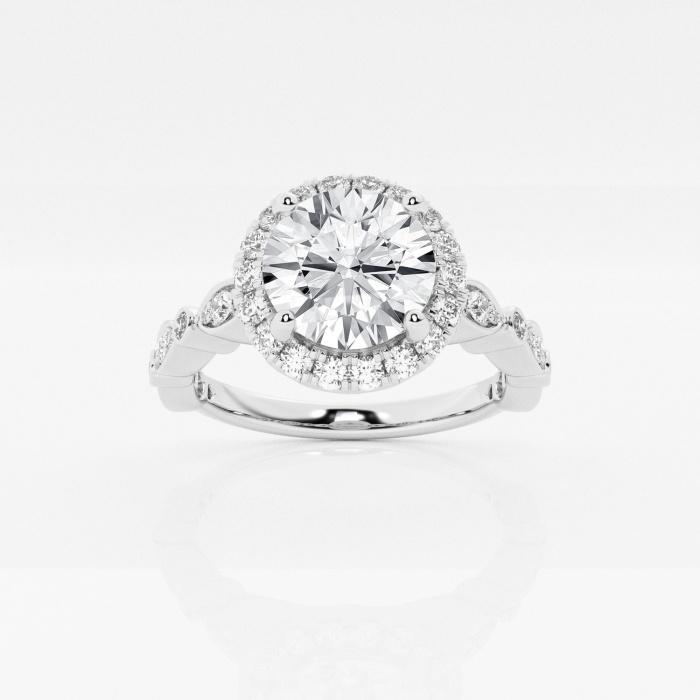 Certified 1 ctw Round Diamond Marquise Shape Sides Halo Engagement Ring 14K White Gold (1 of 2)