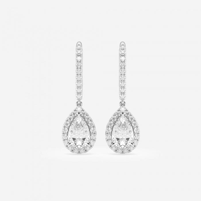 Certified 2 1/2 ctw Pear Diamond Halo Drop Earrings 14K White Gold (1 of 3)