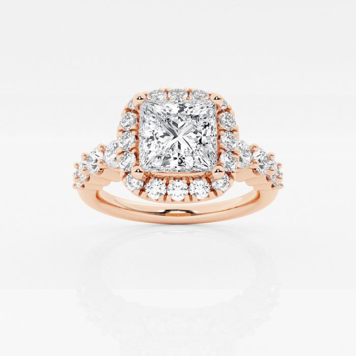 Certified 1 2/5 ctw Princess Diamond Graduated Halo Engagement Ring 14K Rose Gold (1 of 2)