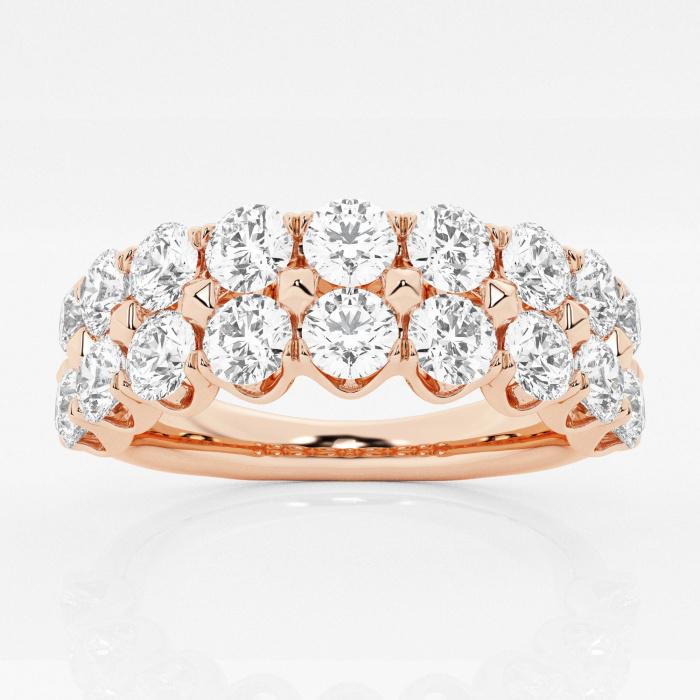 Certified 2 1/3 ctw Round Diamond Double Row Fashion Band 14K Rose Gold (1 of 2)