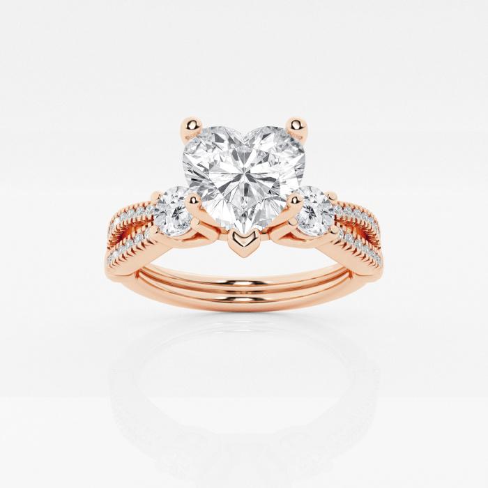 Certified 1 1/2 ctw Heart Diamond Knot Engagement Ring 14K Rose Gold (1 of 2)