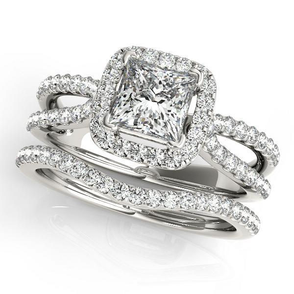 Certified 1.95 CTW Diamond Engagement Ring SET 18K White Gold (1 of 2)