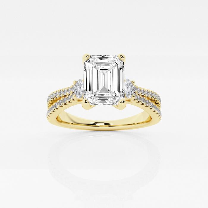 Certified 1 7/8 ctw Emerald Diamond Engagement Ring with Oval Side Accents 14K Yellow Gold (1 of 2)